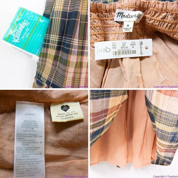NEW Madewell Flutter-Sleeve Tiered‎ Midi Dress in Plaid, M - Picture 16 of 16